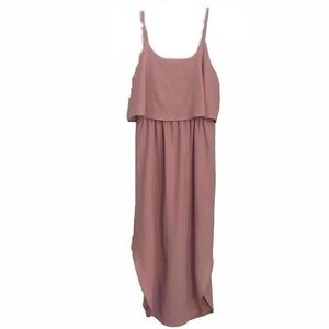 Yidarton Sz Small Mauve Pink Midi Summer Blouson Dress Spaghetti Strap Feminine